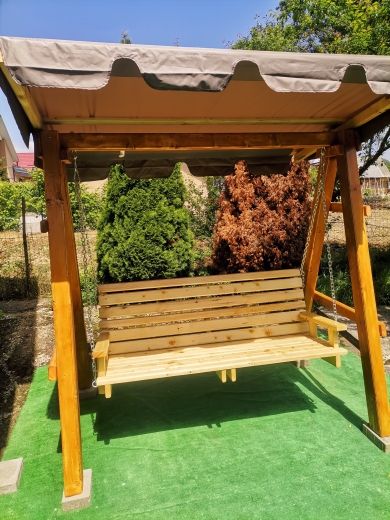 Balansoar grădină, 3 locuri, lemn masiv 200x125x190 
